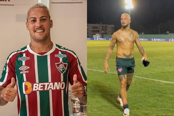 Jogador Guga Rodrigues com a rola marcando no calção